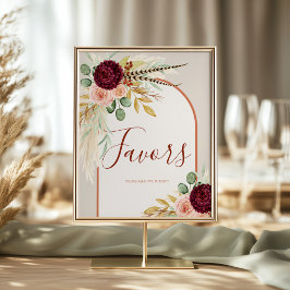 Pampas Grass Terracotta Floral Gevor Table Sign Poster