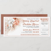 Pampas Grass Terracotta Floral Wedding Ticket Einladung (Vorne/Hinten)