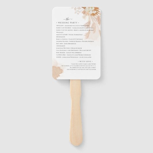 Pampas Grass Terracotta Foliage Wedage Program Fächer (Rückseite)