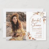 Pampas Grass Terracotta Foto Brautparty Einladung (Vorderseite)