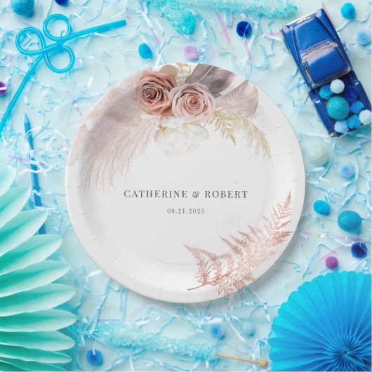 Pampas Grass Terracotta Hochzeitsempfang Pappteller (Party)