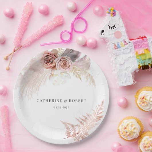 Pampas Grass Terracotta Hochzeitsempfang Pappteller (Party)