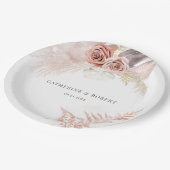 Pampas Grass Terracotta Hochzeitsempfang Pappteller (Schrägansicht)