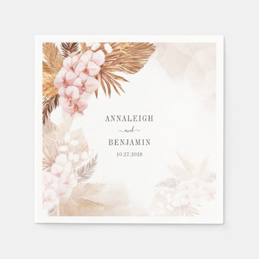 Pampas Grass Terracotta Hochzeitspapier Serviette (Vorderseite)