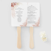 Pampas Grass Terracotta Hochzeitsprogramm Fächer (Vorne und Hinten)