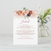 Pampas Grass Terracotta Hochzeitsstimmung Begleitkarte (Stehend Vorderseite)