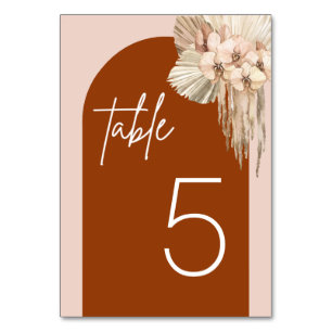 Pampas Grass Terracotta Minimalistisch Boho Tischnummer