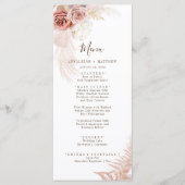 Pampas Grass Terracotta Moderne Blumenhochzeit Menükarte (Vorderseite)