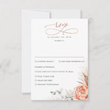 Pampas Grass Terracotta Orange Floral Wedding RSVP