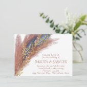 Pampas Grass | Terracotta Paprika Blue Wildblume Einladung (Stehend Vorderseite)