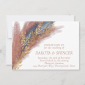 Pampas Grass | Terracotta Paprika Blue Wildblume Einladung (Vorderseite)