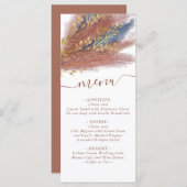 Pampas Grass | Terracotta Paprika Blue Wildblume Menükarte (Vorne/Hinten)