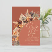 Pampas Grass Terracotta QR Code Save the Date Fall Einladung (Stehend Vorderseite)