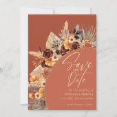 Pampas Grass Terracotta QR Code Save the Date Fall Einladung (Vorderseite)