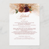 Pampas Grass Terracotta Rost Hochzeitsdetails Begleitkarte (Vorderseite)