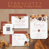 Pampas Grass Terracotta Rust Fall QR Code Hochzeit Einladung