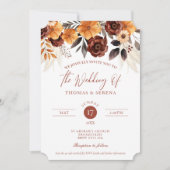 Pampas Grass Terracotta Rust Fall QR Code Hochzeit Einladung (Vorderseite)