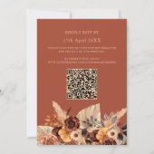 Pampas Grass Terracotta Rustic QR Code Wedding Einladung (Rückseite)