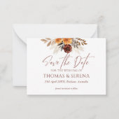 Pampas Grass Terracotta Save the Date QR-Code Mitteilungskarte (Vorderseite)