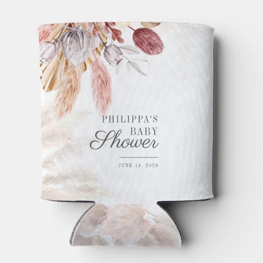 Pampas Grass Terracotta Script Baby Dusche Dosenkühler (Rückseite)