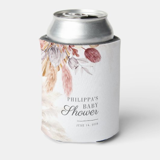 Pampas Grass Terracotta Script Baby Dusche Dosenkühler (Kanne Rückseite)