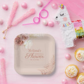 Pampas Grass Terracotta Script Brautparty Pappteller (Party)