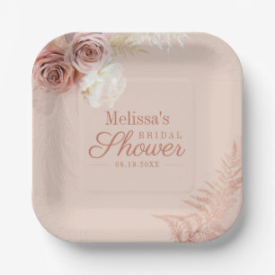 Pampas Grass Terracotta Script Brautparty Pappteller
