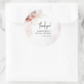 Pampas Grass Terracotta Script Brautparty Runder Aufkleber (Tasche)