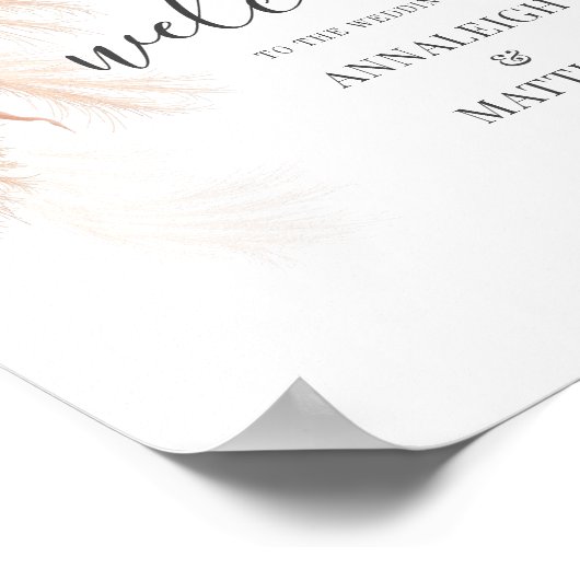 Pampas Grass Terracotta Skript Minimalistische Hoc Poster (Ecke)