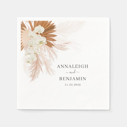 Pampas Grass Terracotta Skript Minimalistische Hoc Serviette (Vorderseite)