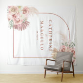 Pampas Grass Terracotta Wedding Foto Hintergrund Wandteppich (Beispiel (Horizontal))