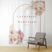 Pampas Grass Terracotta Wedding Foto Hintergrund Wandteppich (Beispiel)