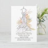 Pampas Grass Terracotta Wedding Gown Brautparty Einladung (Stehend Vorderseite)