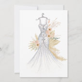 Pampas Grass Terracotta Wedding Gown Brautparty Einladung (Rückseite)