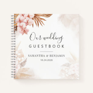 Pampas Grass Terracotta Wedding Guest Book Notizblock
