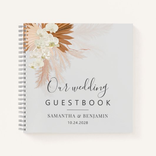 Pampas Grass Terracotta Wedding Guest Book Notizblock (Vorderseite)