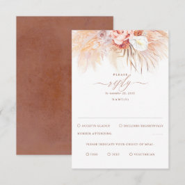 Pampas Grass Terracotta Wedding RSVP Karte