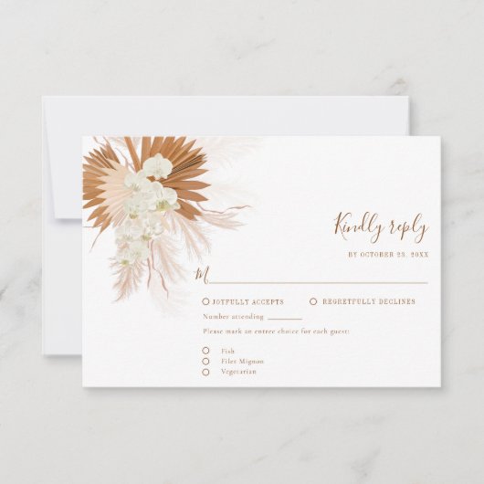 Pampas Grass Terracotta Wedding RSVP Karte (Vorderseite)