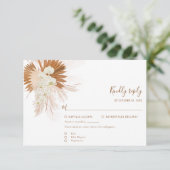 Pampas Grass Terracotta Wedding RSVP Karte (Stehend Vorderseite)