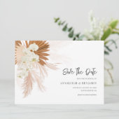 Pampas Grass Terracotta Wedding Save The Date (Stehend Vorderseite)