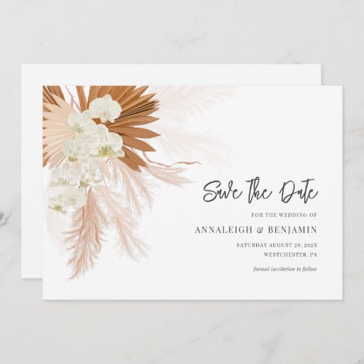 Pampas Grass Terracotta Wedding Save The Date (Vorne/Hinten)