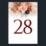 Pampas Grass Tischnummer<br><div class="desc">Pampas Gras und Terracotta Blume Hochzeitskarten Tischnummer</div>