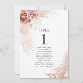 Pampas Grass Tischnummer 1 Hochzeitssattel (Rückseite)