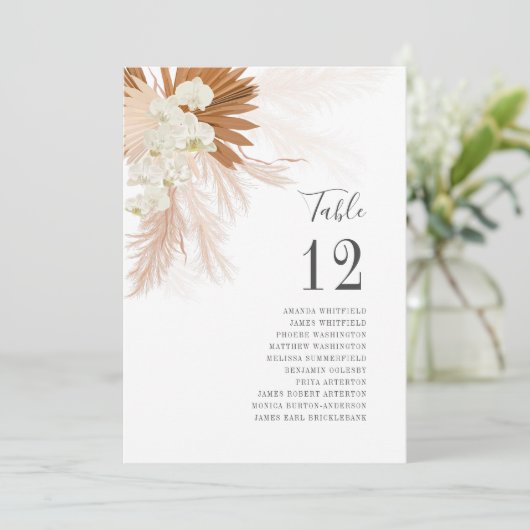 Pampas Grass Tischnummer Hochzeitsempfang (Stehend Vorderseite)