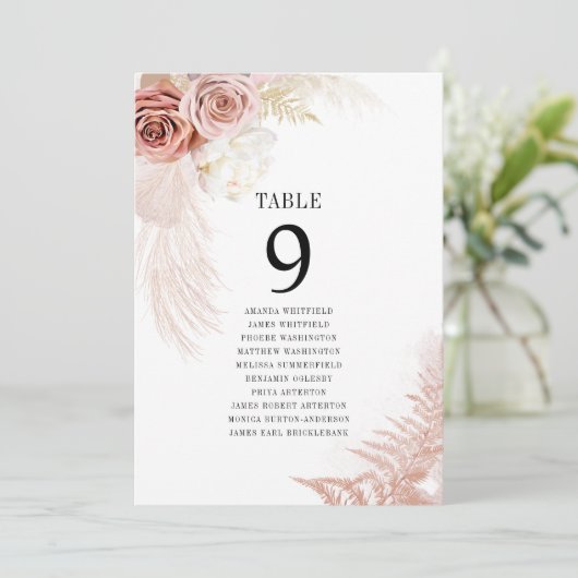 Pampas Grass Tischnummer Hochzeitsplan (Stehend Vorderseite)