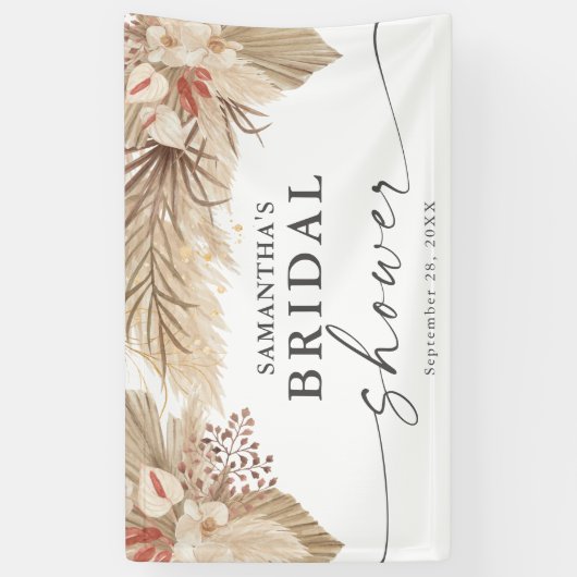 Pampas Grass Trockenes Palm Brautparty Banner (Vertikal)