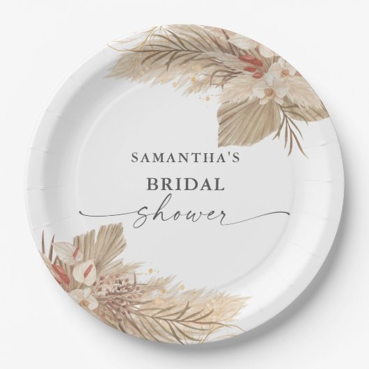 Pampas Grass Trockenes Palm Brautparty Pappteller (Vorderseite)