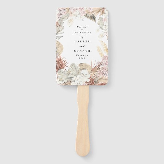 Pampas Grass Tropical Dschungel Wedding Programm Fächer (Vorderseite)