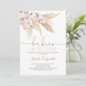 Pampas Grass Twin Girls Babydusche Einladung (Stehend Vorderseite)