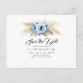 Pampas Grass und Dusty Blue Blumen Save the Date Postkarte (Vorderseite)